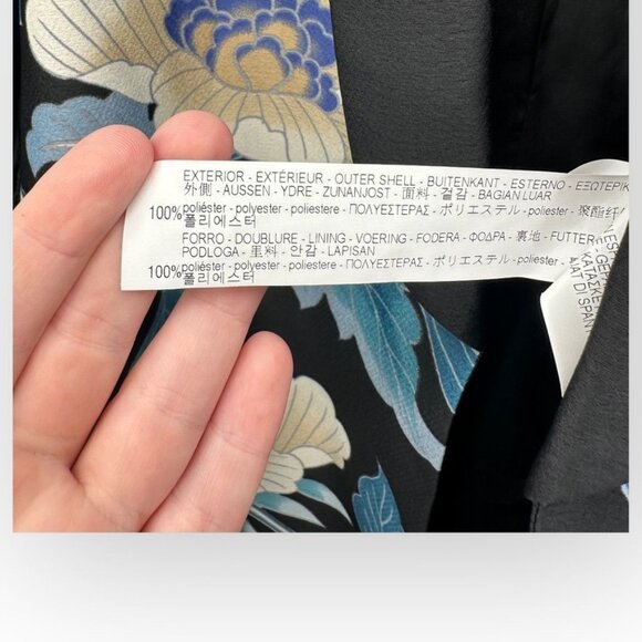 Zara Floral Printed Black Tie-Waist Kimono Blazer Jacket Wrap Belt - Picture 7 of 8